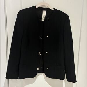VTG Y2K Gianni Versace Couture Black Cropped Blazer with Medusa Hardware Sz Med